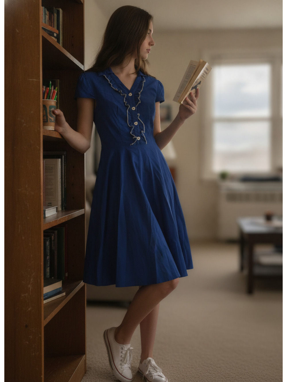 Belle Poque | S | Ruffle Collar Fit & Flare Dress